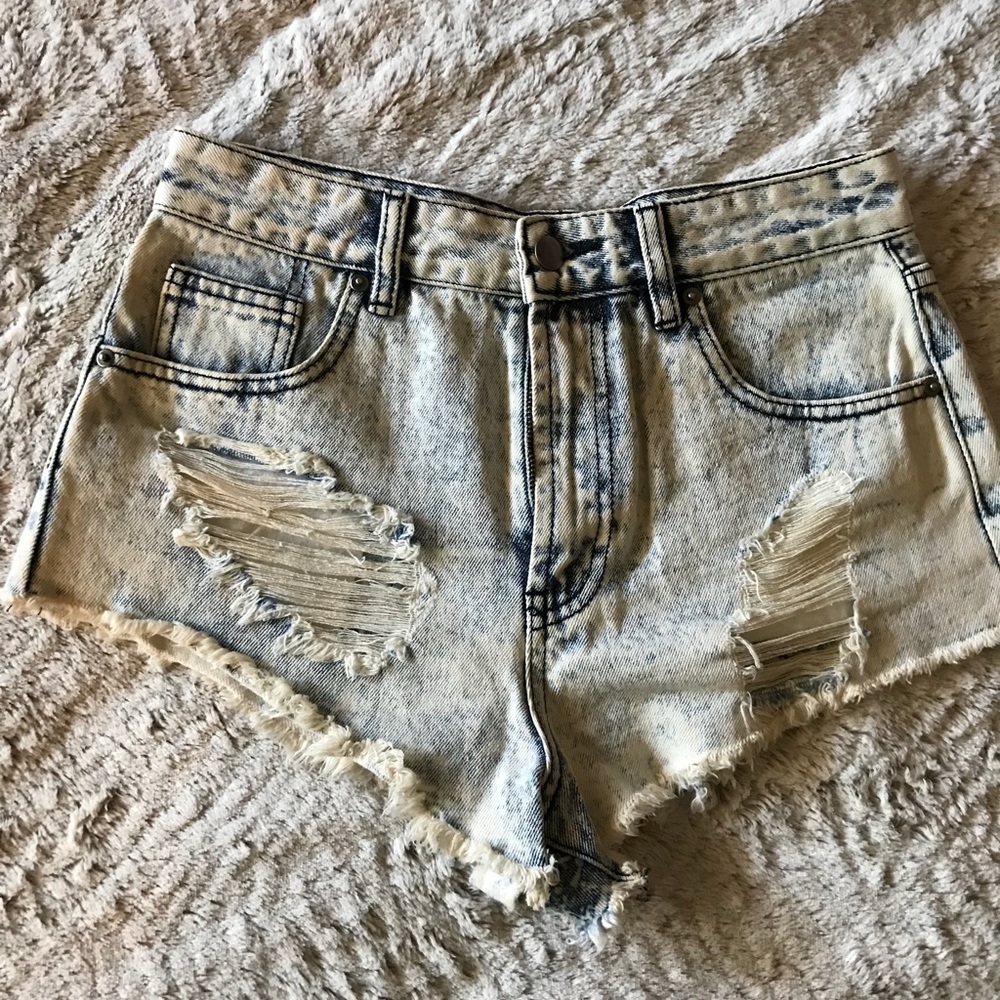 Forver21 High Waisted Acid Wash Shorts